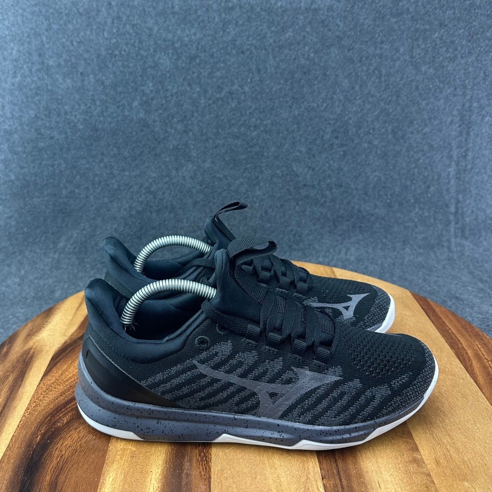 Mizuno TC-01 Womens Training Shoes Black Grey Knit 31GD190109 Size 7